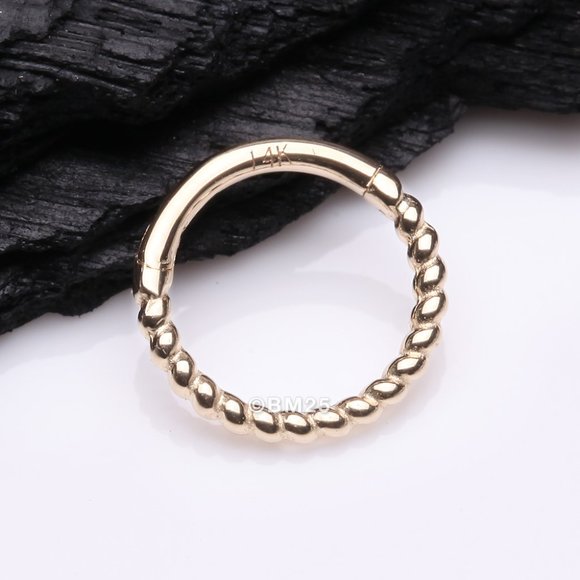 14 Karat Gold Classic Rope Clicker Hoop Ring - Picture 1 of 2